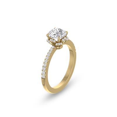 1.50 Carat Flower Shaped Round Diamond Solitaire Ring in 14K Yellow Gold